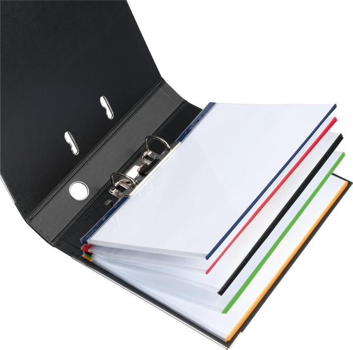 Actual product image Herlitz Brochure sleeve, DIN A4, crystal clear, coloured outer edge 0.070 mm, made of PP film (A4, 50 x)
