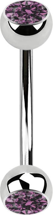 Produktbild Star Piercing Micro Banane silber mit zwei Kugeln Kristall hellviolett (Chirurgenstahl 316L, ohne Messing)