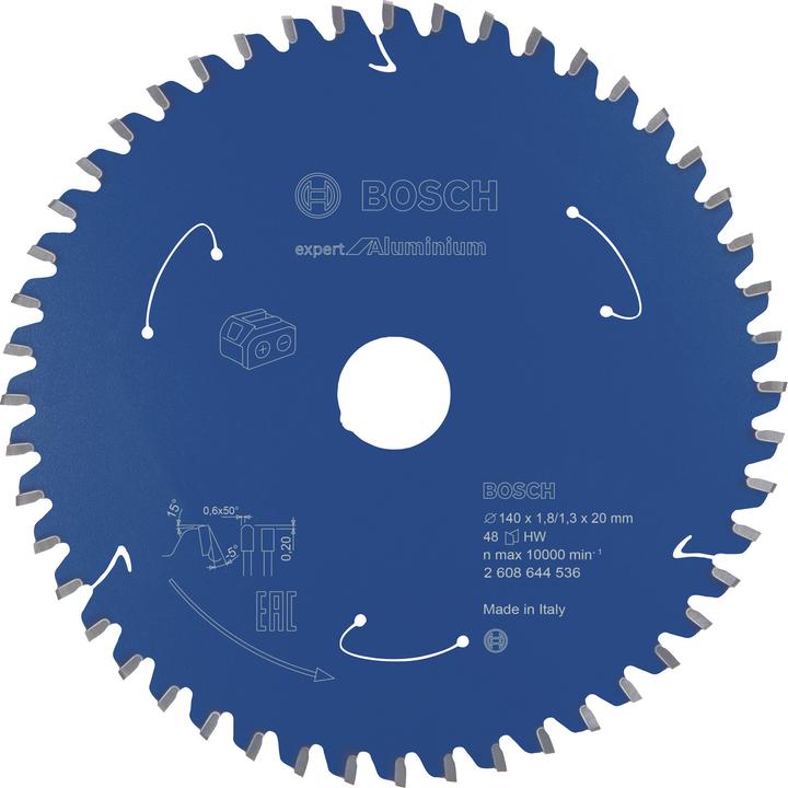 Bosch Professional Zubehör Akku-Kreissägeblatt Expert for Aluminium, 140 x 1,8/1,3 x 20, 48 Zähne
