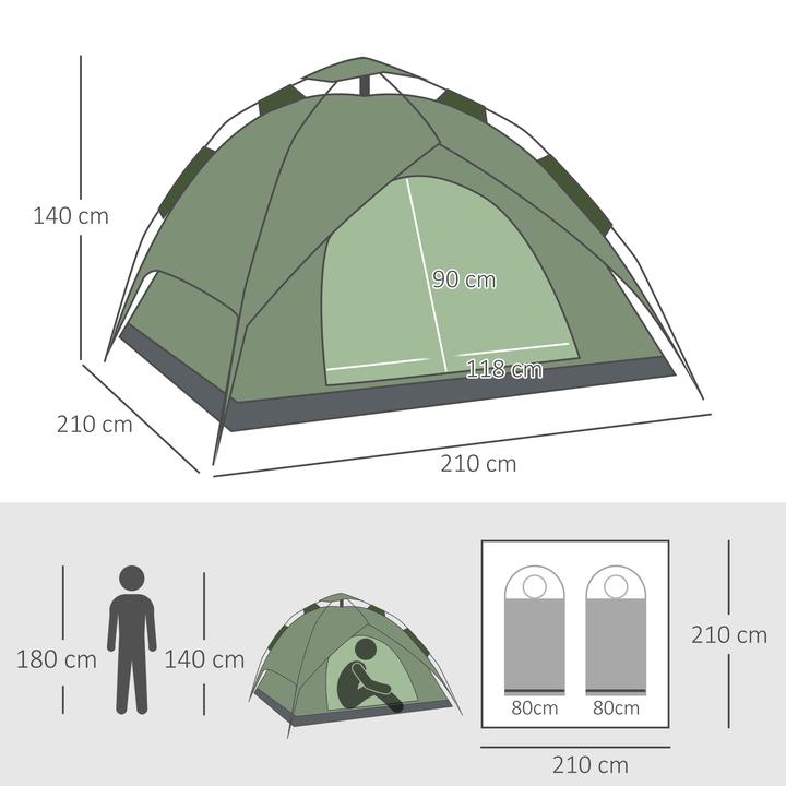 Produktbild Outsunny Doppelzelt Campingzelt (Kuppelzelt, 3.80 kg, 3 Personen)