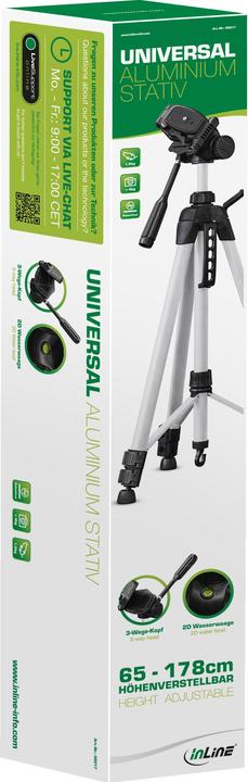 Produktbild InLine ® Stativ für Digitalkameras und Videokameras, Aluminium, Höhe max. 1,78m (Metall)