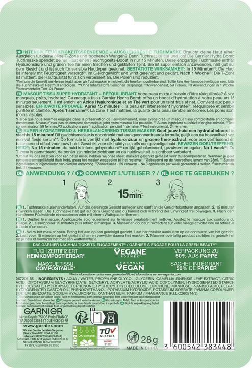 Actual product image Garnier Hydra Bomb Green Tea