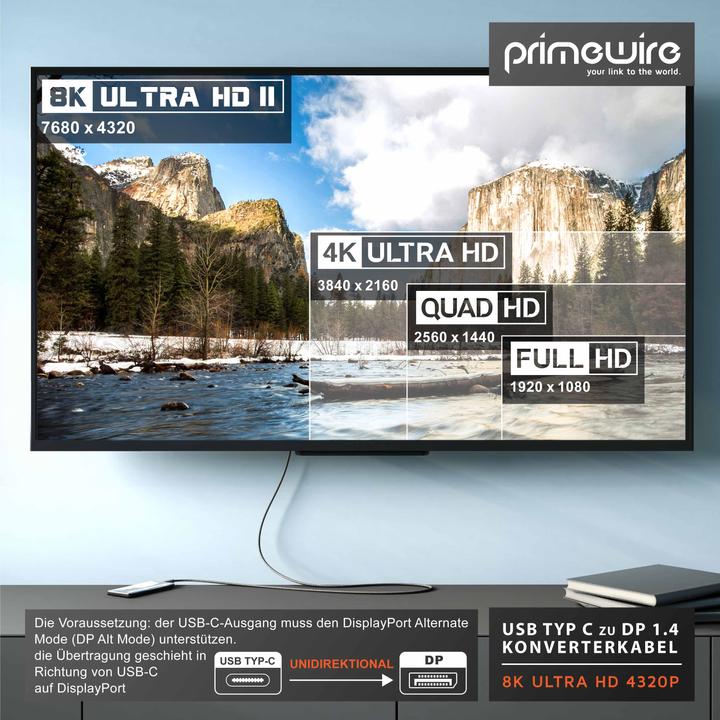 Produktbild Primewire USB Typ C – DisplayPort (1 m, DisplayPort, USB Typ C)