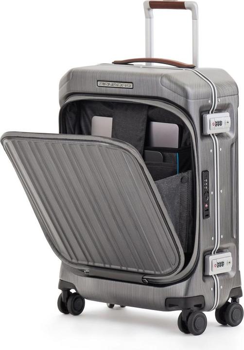 Immagine prodotto Piquadro PQ-Light - Bagaglio a mano Fast-Check Trolley a guscio rigido nero/pelle (37 l, Bagaglio a mano (fino a 50 litri))