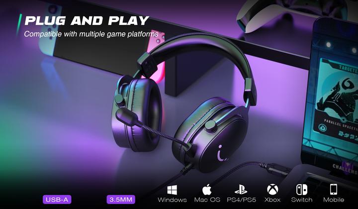 Immagine prodotto Fifine H9 black 3.5MM + USB dual connector headphone for gaming, streaming, recording