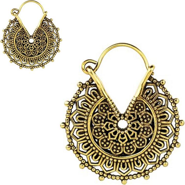Star Piercing Ohrring vergoldet Griechische Blume (Messing)