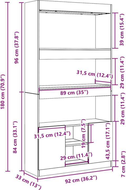 Actual product image VidaXL Louiza (92 x 33 x 180 cm)