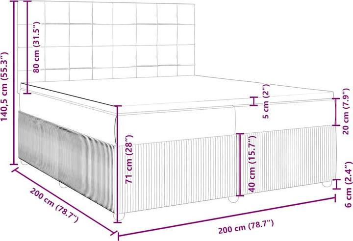 Produktbild VidaXL Boxspringbett Polsterbett Bett mit Matratze Dunkelbraun 200x200cm Stoff (200 x 200 cm, 200 x 200 cm)