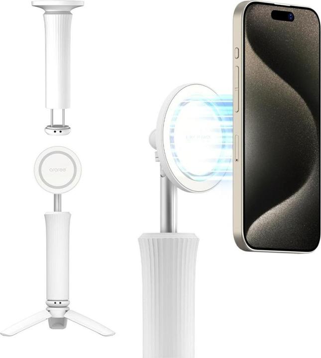 Actual product image Araree Selfie Stick Magfie Pod Lite Tripod MagSafe white