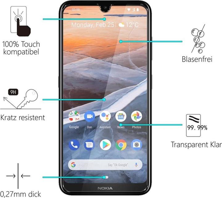 Image du produit Screenguard Nokia 3.2 Protection en verre blindé Case Friendly Design (1 pièce(s), Nokia 3.2)