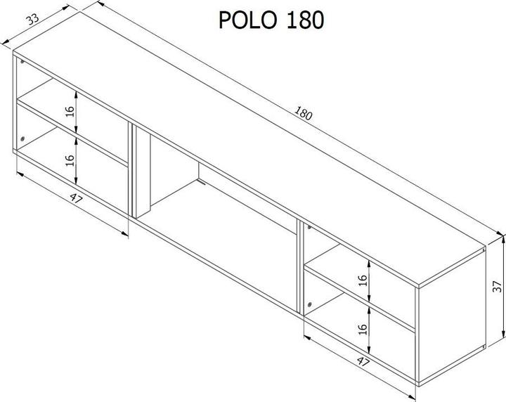 Image du produit Cama RTV Armoire POLO 180x33x39 noir + cheminée blanc