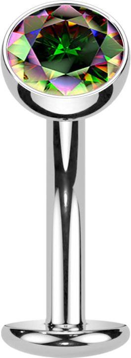 Actual product image Star Piercing Threadless Labret-Stab Banane silber Kugel Kristall dunkel multicolor (Titanium G23)