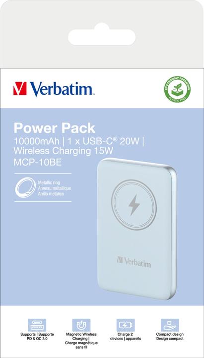 Image du produit Verbatim POWER BANK 10000 BLEU (10000 mAh, 20 W, 37 Wh)