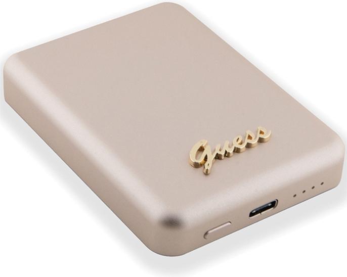 Produktbild Guess Powerbank indukcyjny 5W GUPBM3ALGSGD 3000mAh złoty/gold MagSafe Metal Script Logo (3000 mAh, 5 W)