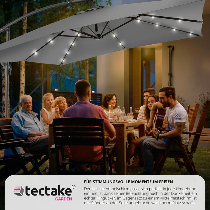 Immagine prodotto tectake Ombrellone Sunna LED-Solar con manovella 2,5 x 2,5 m (2.50 m)