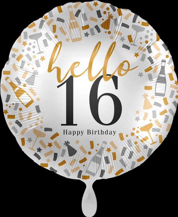 Actual product image Premioloon Hello 16 Glückwunsch Geburtstag Ballon