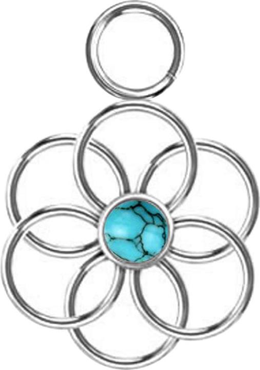 Immagine prodotto Star Piercing Anhänger silber Türkis Stein Blume des Lebens (senza ottone, Mnerale, Acciaio chirurgico 316L)