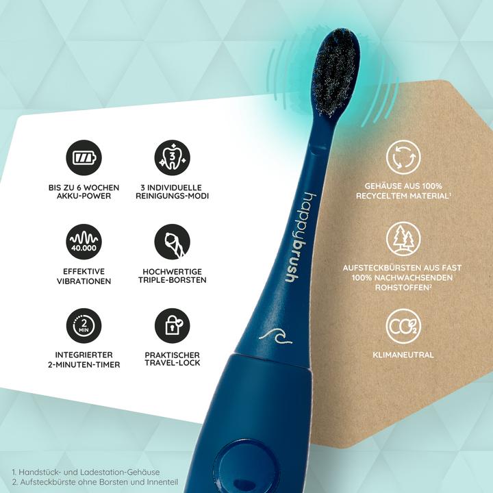 Produktbild happybrush ECO VIBE 3 Starterkit Ocean (Schallzahnbürste)