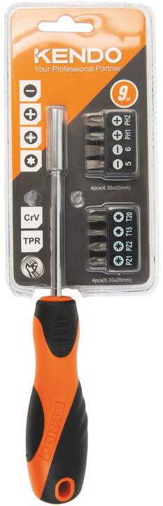 Actual product image Kendo Bit holder set with ratchet (PZ1, PZ2, PH1, SL6, T20, T15, PH2, SL5)