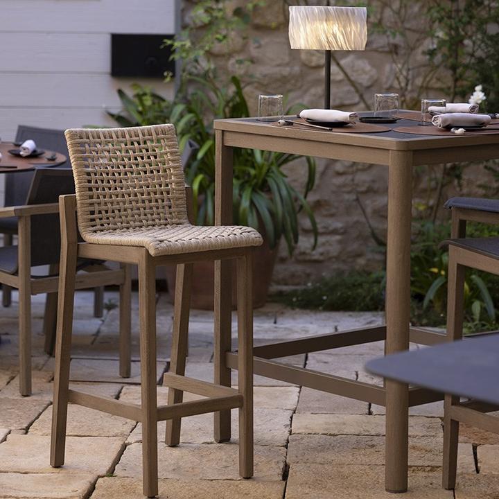 Image du produit Les Jardins Tabouret COPENHAGUE Duratek corde plate beige chiné TAB4268