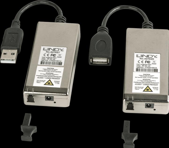 Actual product image Lindy USB 2.0 MM Fiber Optic Extender 200m Multi Mode Fibre