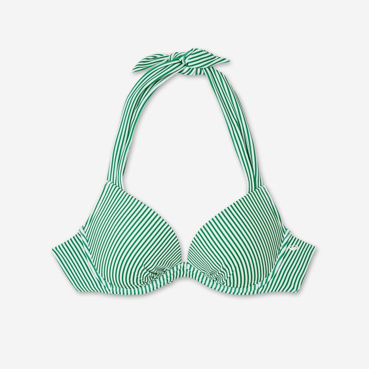 Image du produit Olaian Haut de maillot push up surf rayé Femme - Elena vert et blanc