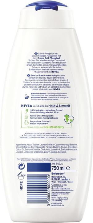 Immagine prodotto NIVEA Pflegebad Creme Soft (750 ml, Bagnoschiuma)