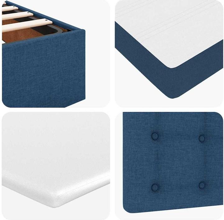 Produktbild VidaXL Ottoman-Bett mit Matratzen Blau 200x200 cm Stoff Bettrahmen (200 x 200 cm)