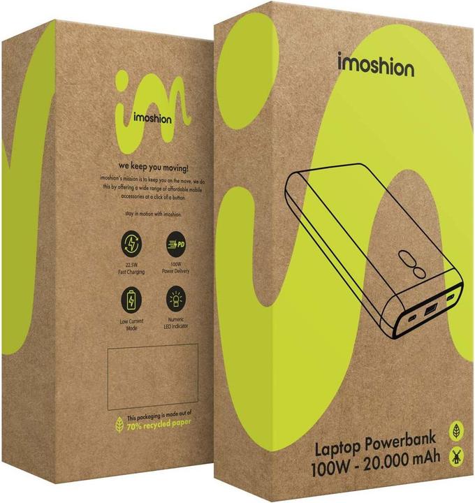 Actual product image iMoshion imoshionÂ® Powerbank 20000 mAh - Geschikt voor Laptop - Snellader 100W - Power Delivery (20000 mAh)