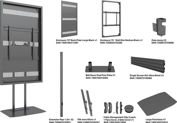 Produktbild Multibrackets Stele Slim ohne Monitor, Portrait, 75"/8225