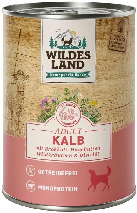 Produktbild Wildes Land Nassfutter Kalb mit Brokkoli, Hagebutte & Wildkräutern 400 g (Adult, 1 Stk., 1000 g)