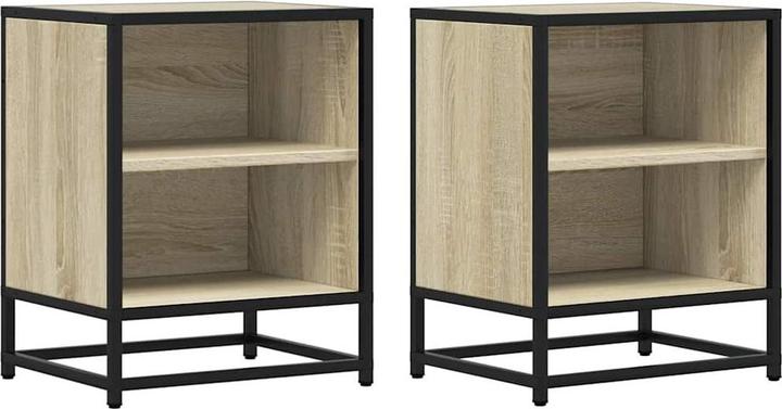Produktbild VidaXL Nachttische 2 Stk. Sonoma-Eiche 40x31x50cm Holzwerkstoff Metall (40 x 31 x 50 cm)