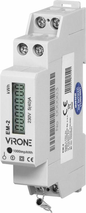 Orno Virone EM-2 Digitaler Wechselstromzähler Einphasiger Energiezähler, 40A, Impulsausgang, 1 Modul, DIN