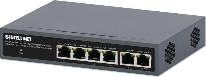 Image du produit Intellinet Commutateur PoE-Powered 6-Port Lite Smart Managed PoE+ Switch 4xGbE 2xGbE-Uplink et PoE-Passthrough (6 Ports)