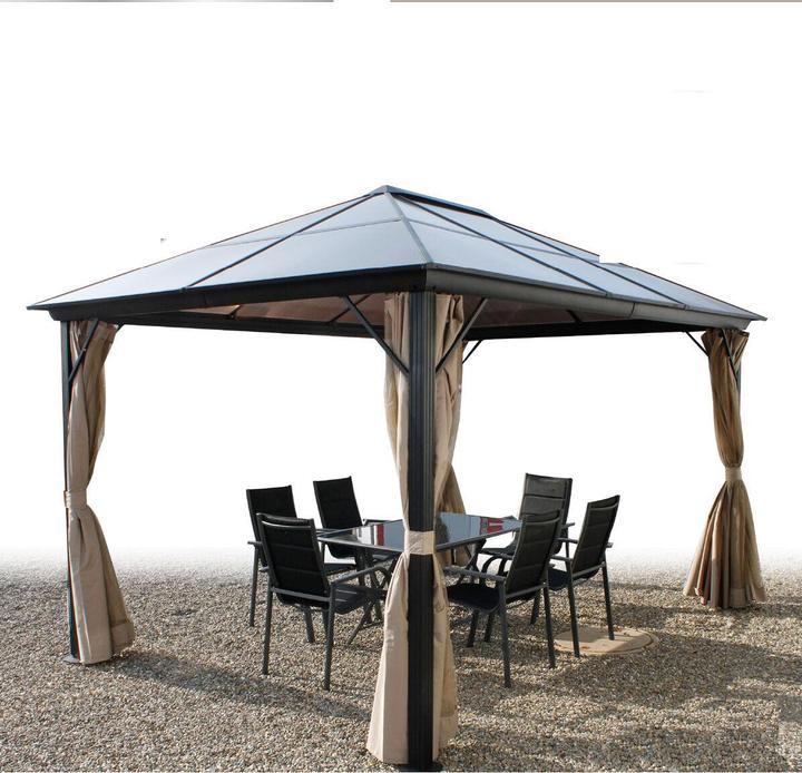 Produktbild Mojawo XXL Metall Garten Pavillon Alu Doppeldach 3x4m Gartenpavillon inkl. Seitenteile (400 cm, 300 cm)