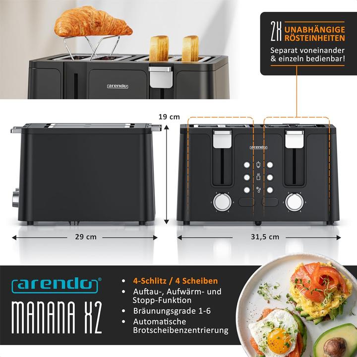 Immagine prodotto Arendo Toaster Manana X2 für 4 Scheiben