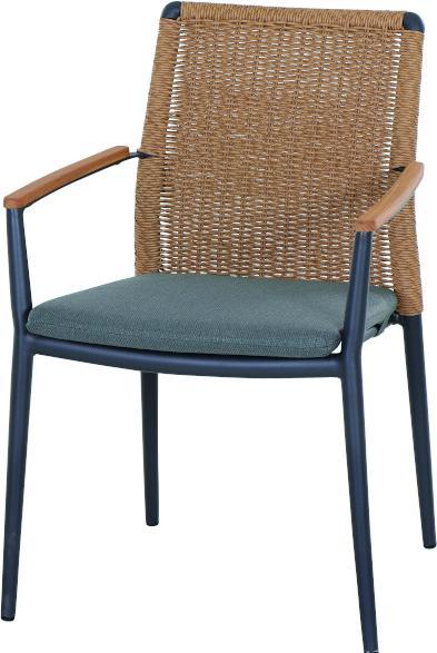 Produktbild Siena Garden Roma Stapelsessel Aluminium/Teak/Geflecht Anthrazit matt inkl. Sitzkissen
