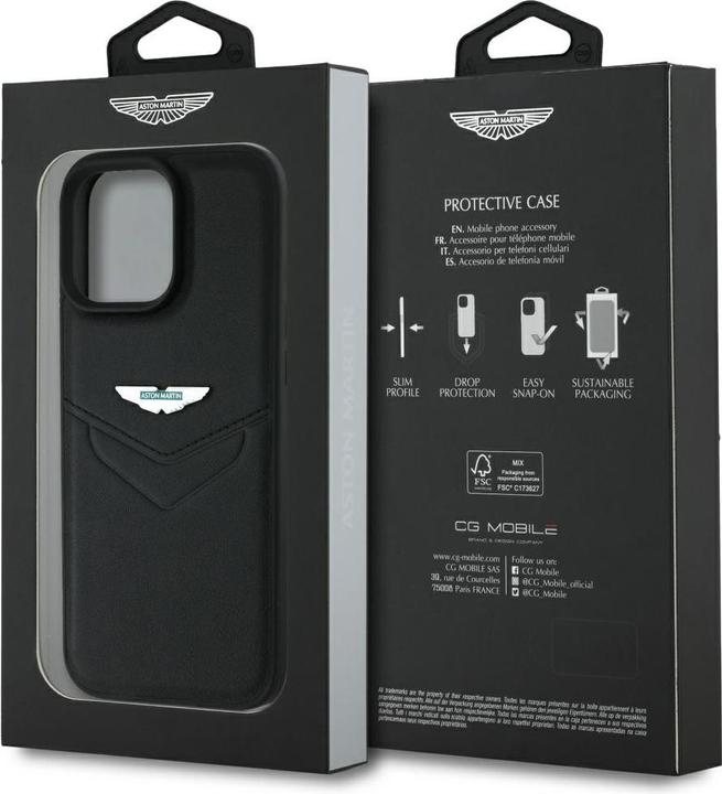Immagine prodotto Aston Martin Case HC Leather Victory Design for iPhone 16 Pro Max black (Apple iPhone 16 Pro Max)