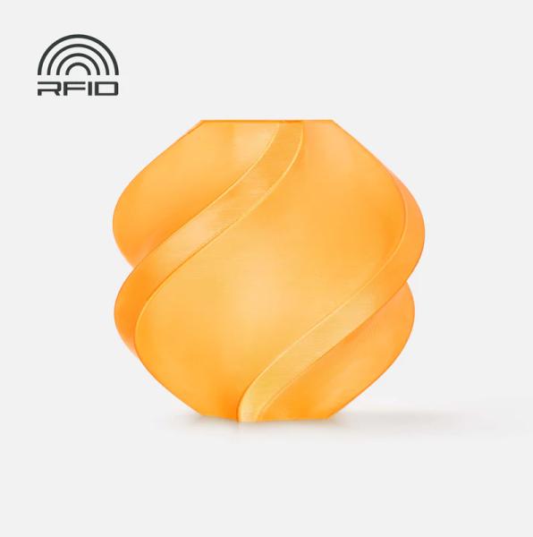 Actual product image Bambu Lab PETG Translucent - Orange - 1.75mm (PETG, 1.75 mm, Orange)