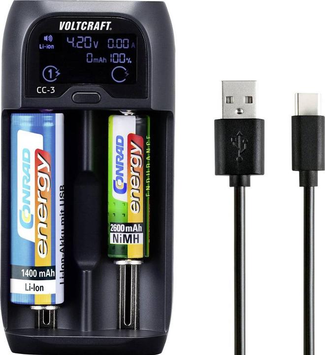 Image du produit Voltcraft Chargeur de cellules rondes (1 pcs, 10440, 14500, 14650, 16340, 17500, 17650, 17670, 18350, 18500, 18650, 22650, 26500, 26650, AA, AAA, C, AAAA, Sous-C, Chargeurs sans batterie)