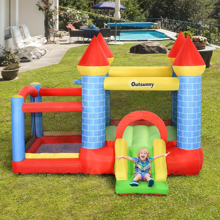 Produktbild Outsunny Hüpfburg mit Rutsche und Pool