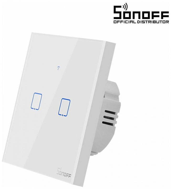 Actual product image Sonoff T0EU2C-TX 2-channel wall switch 230VAC 600W