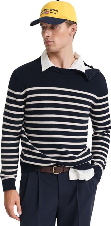 Immagine prodotto GANT Maglione a righe con collo rotondo in cotone (XXL)
