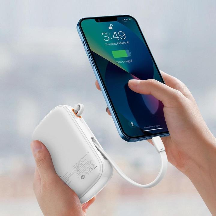 Actual product image Baseus Powerbank Qpow PRO with cable, 20000mAh, 20W (White) (20000 mAh)