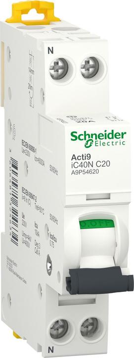 Schneider Electric Acti9 iC40N-Leitungsschutzschalter-1P+N- A9P54620