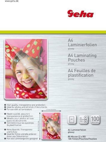 Produktbild Geha Laminierfolie (A4, 100 Stück, 80 µm)