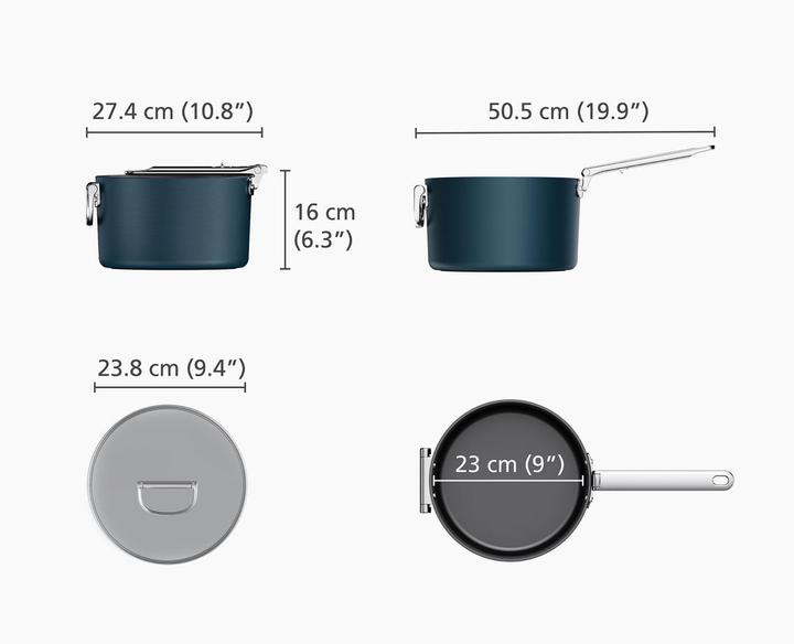 Actual product image Joseph Joseph Space saucepan retractable handle with lid D23cm (23 cm, Saucepan, Aluminium)