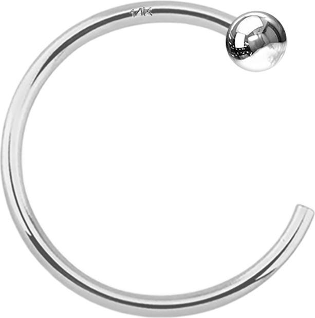 Image du produit Star Piercing Nasenring offen 14k weissgold mit Kugel (sans laiton, Or 14k)