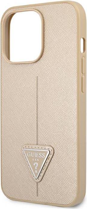 Image du produit Guess GUHCP14LPSATLE iPhone 14 Pro 6,1" beżowy/beige étui rigide SaffianoTriangle Logo (Apple iPhone 14 Pro)