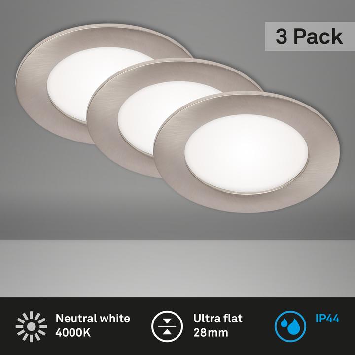 Actual product image Briloner LED recessed luminaire set of 3, nickel, 3xLED platinum/7W (600 lm)
